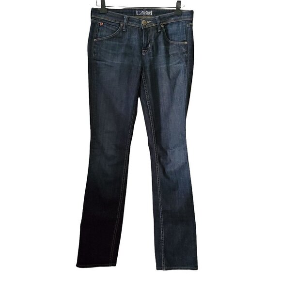 hudson Dark Wash Low Rise Straight Leg Flap Button Pockets Denim Jeans Size 27 - Picture 2 of 9